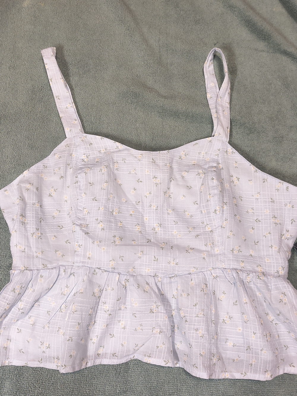 NWT Celebrity Pink Blue Floral Plaid Peplum Crop Tank Top 1X